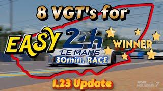 Gran Turismo 7 | 8 VGT’s for EASY WIN | 700pp Grind Car Setups for (Le Mans) 30 min. Race