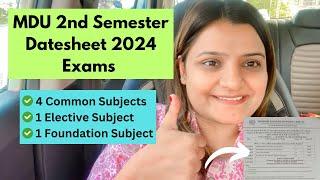 MDU M.ED. 2nd Semester Date-sheet 2024 Exams | 4 common + 1 Foundation + 1 Elective Subject