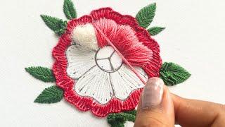 Stitch a Stunning Hand embroidery flower design|hand embroidery stitches tutorial embroidery design