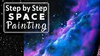 Easy space painting in acrylics / step by step 