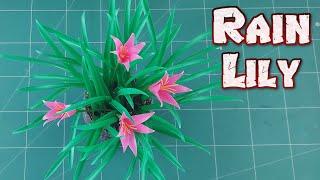 DIY Drinking Straw Crafts Idea | How to Make Rain Lily Straw Flower From Plastic Tubes Tutorial Ep.8