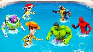 GTA 5 Toy Story vs Superheroes Team Crazy Ragdoll & Jumps (Funny)