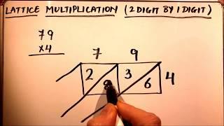 LATTICE METHOD OF MULTIPLICATION ( 2DIGIT BY 1 DIGIT) / How to lattice multiplication (79x4)