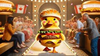 Cute duck wearing hamburger clothes for runway show丨CAT丨CUTECAT丨AI丨AICAT#cartoon #animation