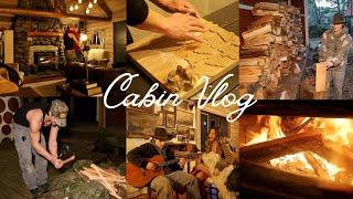 Winter Cabin Vlog (birthday surprise, baking, chopping wood, fishing, singing by the cozy fire)