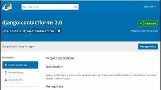 Django Contact Forms Package || PyPi Library