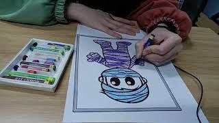 Instructions for coloring a fun mummy picture