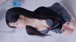 (4K 세로룩북) 후방주의 하나씩 벗는 슬렌더 오피스룩 Ai 실사 ️ Underwear lingerie 란제리 Lookbook 스타킹 언더웨어 직캠 레전드 모델 희솔