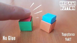 How to make MINI origami BUTTON TOY NO GLUE [ origami pop it, origami fidget toy ]