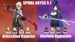 C0 Arlecchino Vaporize & C0 Clorinde Aggravate | Spiral Abyss 5.1 | Genshin Impact