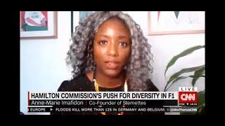 Anne-Marie Imafidon on CNN with Martin Whitmarsh for launch of Hamilton Commission Report