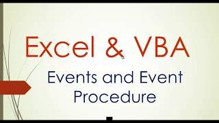 Event Procedure Excel VBA