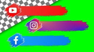 Lower Thirds social media green screen, transparent background | facebook, youtube, instagram