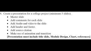 Mangalore  University 1 SEM BCA Part B Ex D4 : Create a presentation for a college project.