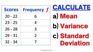 Can You Find Mean, Variance, & Standard Deviation of a Frequency Grouped DataTable?  Simple Tutorial