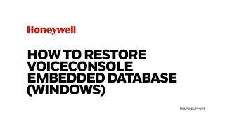 How to restore an embedded database backup to VoiceConsole (Windows)