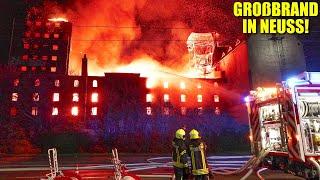 [GROßBRAND: RIESIGES FLAMMENINFERNO!] - Ehemaliges Lagergebäude in Vollbrand ~ Großeinsatz in Neuss