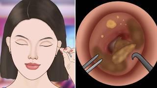 ASMR Huge Earwax Removal | Ear Cleaning animation