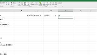 Splitting a full address into three or more separate cells in excel.