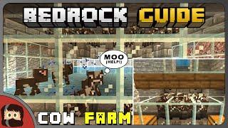 AMAZING Cow Farm For BEEF And LEATHER Bedrock Guide Tutorial Survival Lets Play Minecraft