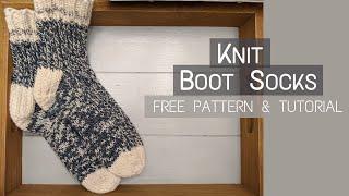 Knit Boot Socks | Step - By - Step Tutorial and Free Pattern Download | Knitting House Square