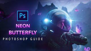 Create a NEON BUTTERFLY in PHOTOSHOP - GuideRunner EP8 Photo Manipulation