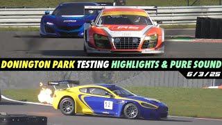 Donington Park Testing, Crashes/Pure Sound (Aston Martin DBRS9, Honda NSX GT3, Super GT Audi) 6/3/25