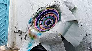 COMO PINTAR TUS RINES DE AUTO TORNASOL OIL SLICK HOW TO PAINT YOUR RINES COLOR TORNASOL OR OIL SLICK