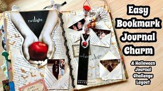 Easy Junk Journal Charm Made From a Book Spine / Halloween Journal Challenge 2024 / Beginner Layout