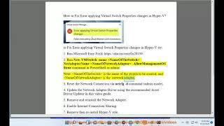 Fix Error applying Virtual Switch Properties changes in Hyper-V on Windows 11/10