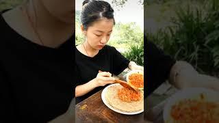 (Spicy Food Eating) - Spicy Wrapping Chillies - Extreme Spicy | Sisters Eating #shorts