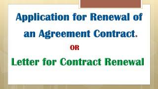 Application for Renewal of An Agreement Contract