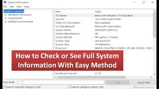 How to Check or See Full System Information With One Click