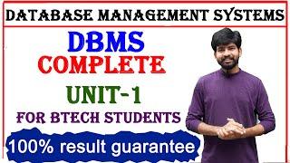 DBMS complete unit 1 for btech students | database management systems jntuh btech r18 | unit 1