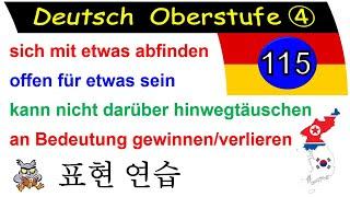 독일어  L115 표현 연습: sich  abfinden, offen  sein,  hinwegtäuschen , an Bedeutung gewinnen/verlieren 1182