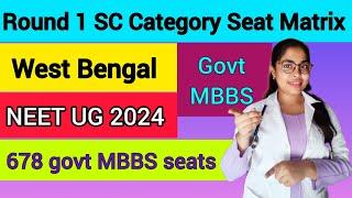 Round 1 sc category seat matrix neet 2024 west bengal / sc category govt mbbs seats 2024 #neet2024