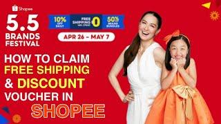 SHOPEE 5.5 | How to CLAIM FREE SHIPPING and DISCOUNT VOUCHER in SHOPEE MEGA SALE