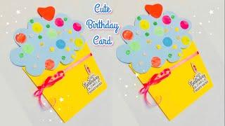 DIY: Cute Birthday Card | Beautiful paper Cupcake Birthday card making | Easy Happy birthday gift