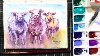 This Pen Transformed my Watercolors! FULL TUTORIAL: Sparkle Pop Sheep!