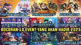 BOCORAN 10 EVENT MLBB YANG AKAN HADIR 2025 EVENT ASPIRANTS, KUNGFU PANDA, AOT, JJK, SAINT SEIYA, DLL