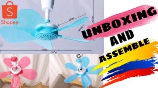 Portable Cieling Fan UNBOXING and ASSEMBLE | SHOPEE PHILS.