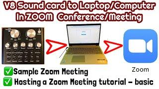 How to Use V8 Sound card in ZOOM meeting using a laptop - Basic Hosting Tutorial (English)
