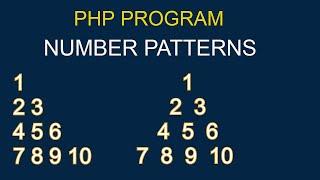 Number Pattern Program in PHP | Pyramid Number Pattern