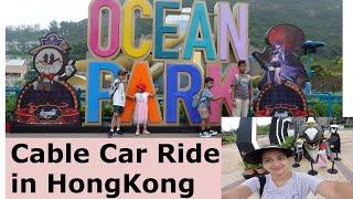 Cable Car ride in Ocean park at Hong Kong. My children first time on Cable Car