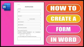 HOW TO CREATE A FORM IN WORD |  Make a printable form in Word