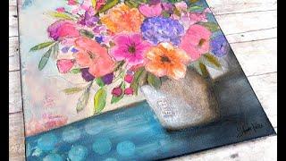 Acrylics, watercolor and pastels floral and letting go! 5 5 24