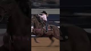 Barrel racer at 7 years old competes with the pros.