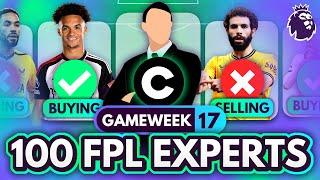 FPL GW17 EXPERT Transfer Trends & Best Captains?  100 Experts Reveal Gameweek 17 Team Plans