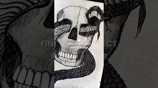 SKULL & SNAKE  #project #art #2024 #drawing #sketch #penart #fyp #shorts #viral #aesthetic #style