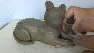 SUPER EASY CLAY ANIMAL - How to make a cat out of clay